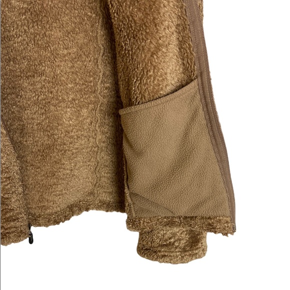 Patagonia Synchilla Fleece Curly-Q Jacket Brown Furry Zip Shawl Teddy Medium - Picture 7 of 9